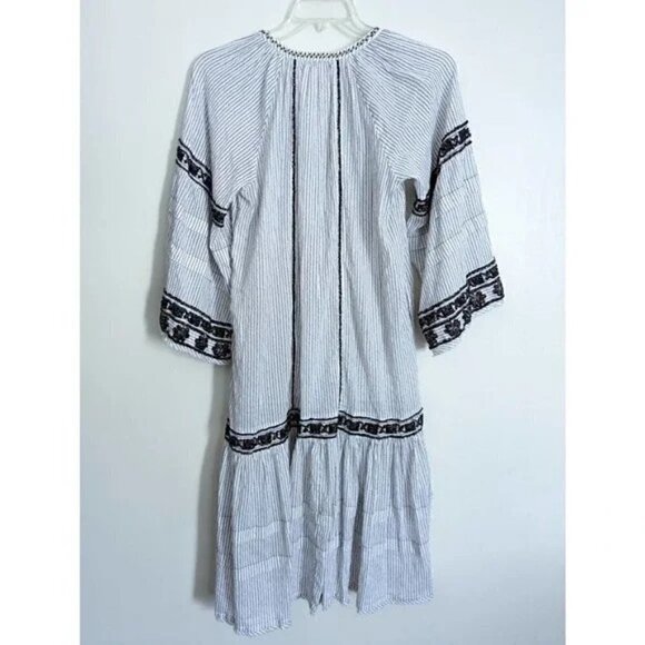 Free People Vagabond Striped Maxi Tunic Top Dress Embroidered Oversized Size S - Picture 4 of 7